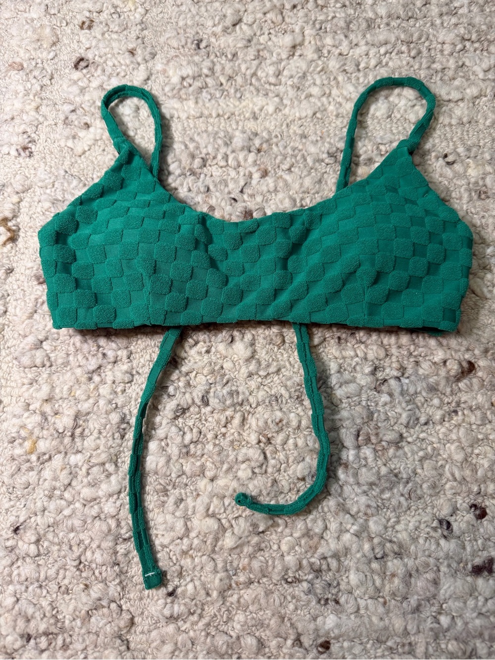Funky Buddha Textured Green Tie-Back Bikini Top